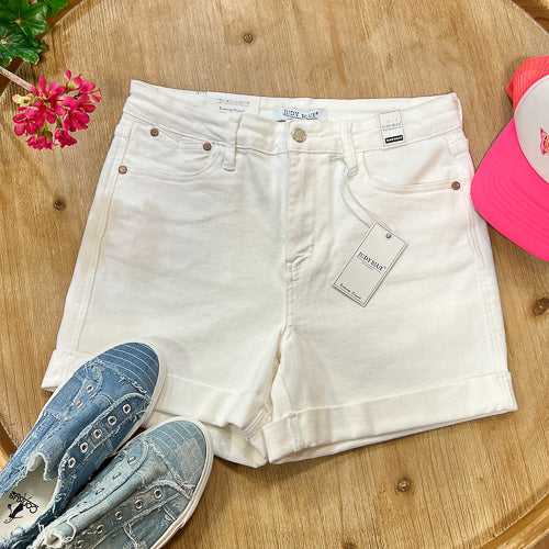 Judy Blue White Cuff Shorts