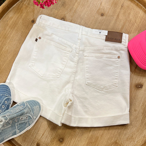 Judy Blue White Cuff Shorts