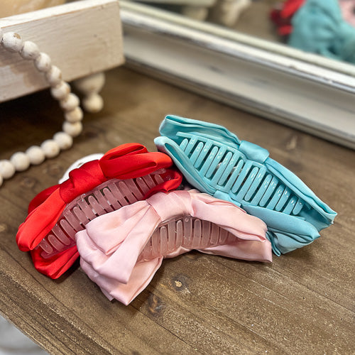 Satin Bow Claw Clip