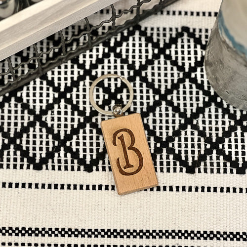 Wooden Initial Keychain