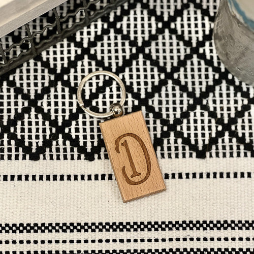 Wooden Initial Keychain