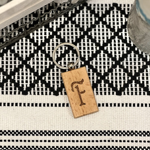 Wooden Initial Keychain