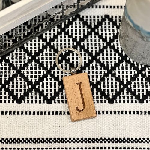 Wooden Initial Keychain