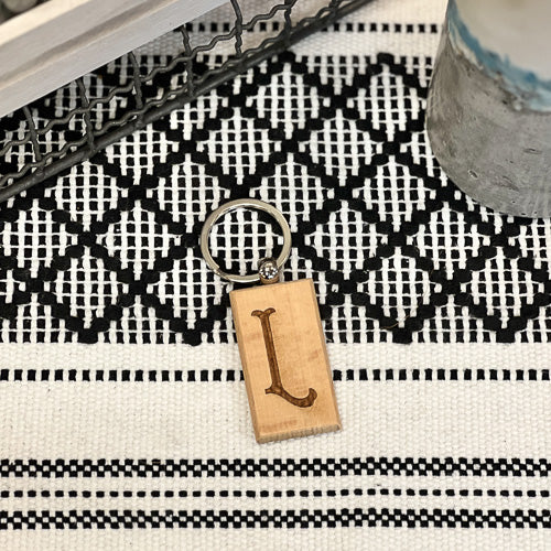 Wooden Initial Keychain