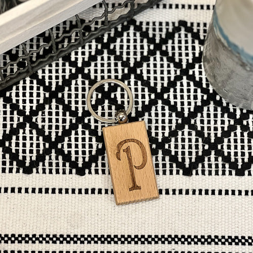 Wooden Initial Keychain