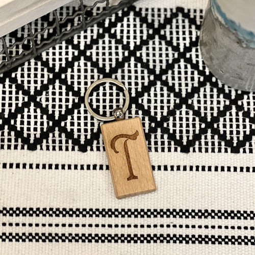 Wooden Initial Keychain