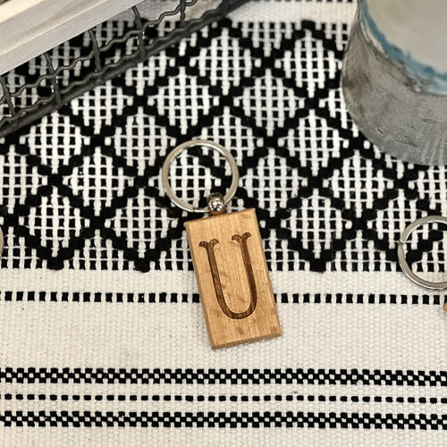 Wooden Initial Keychain