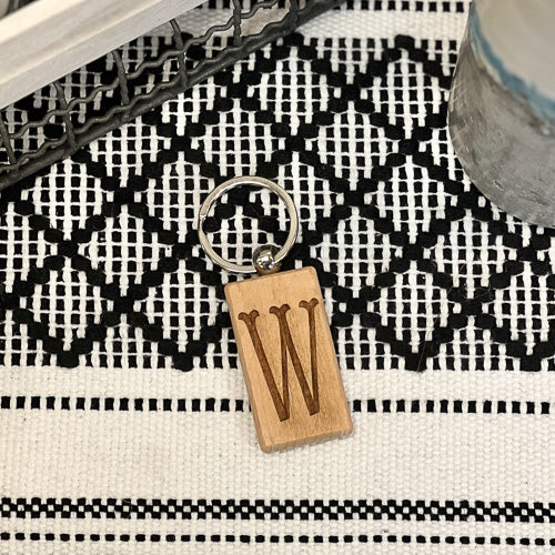 Wooden Initial Keychain