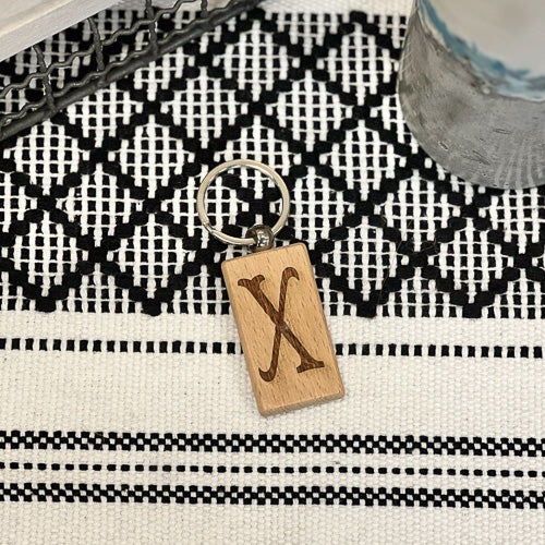 Wooden Initial Keychain