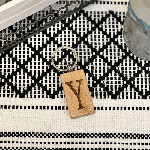 Wooden Initial Keychain