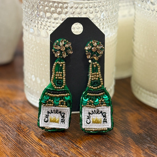 Champagne Bottle Beaded Earrings