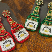 Champagne Bottle Beaded Earrings