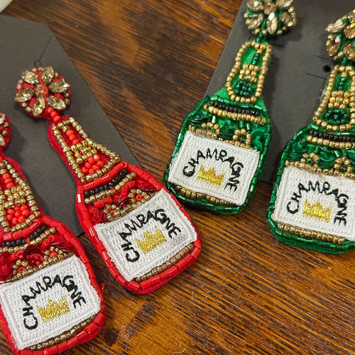Champagne Bottle Beaded Earrings