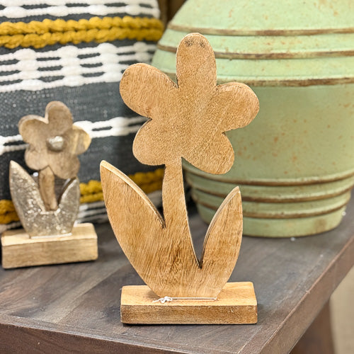Carved Mango Wood Flower
