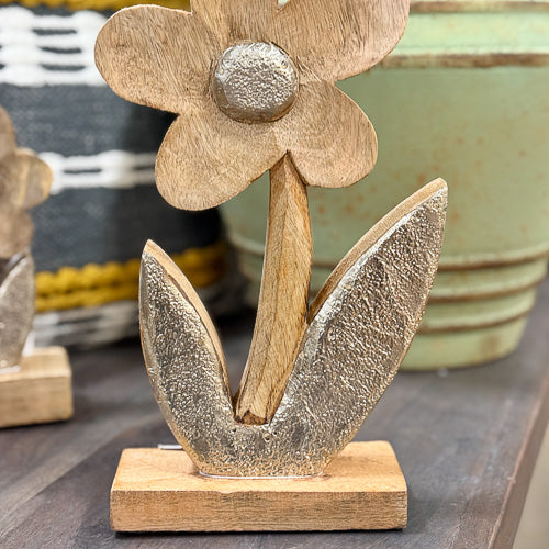 Carved Mango Wood Flower