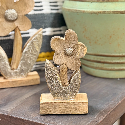 Carved Mango Wood Flower