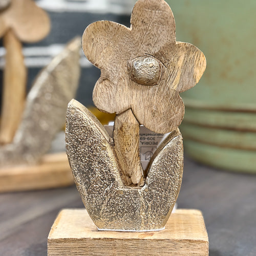 Carved Mango Wood Flower