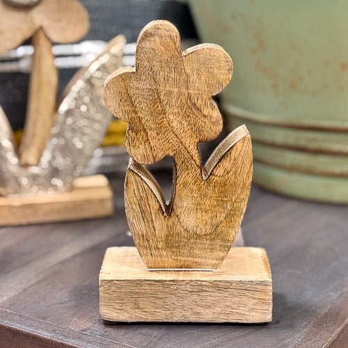 Carved Mango Wood Flower