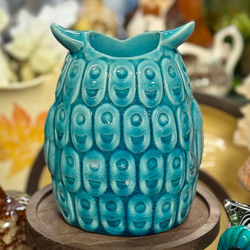Turquoise Owl Candleholder
