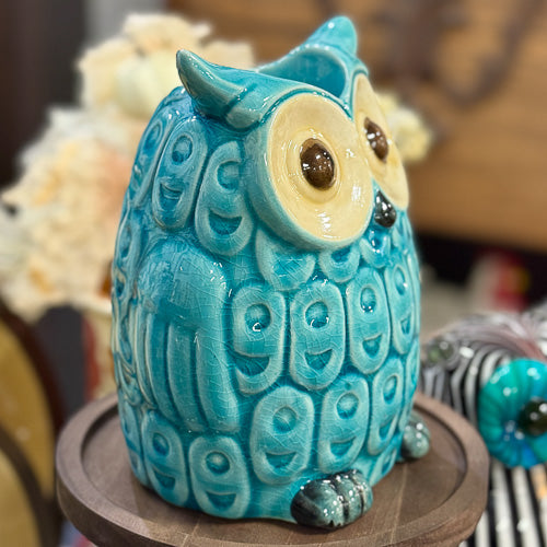 Turquoise Owl Candleholder