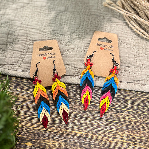 Paper Feather Earrings