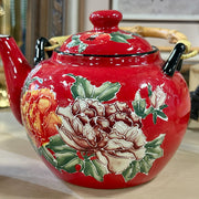 Red Stoneware Tea Set