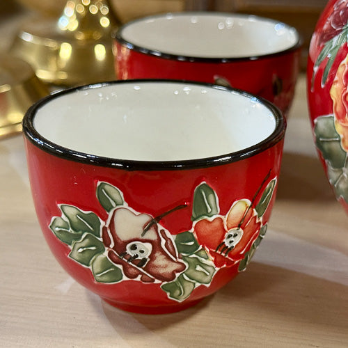 Red Stoneware Tea Set