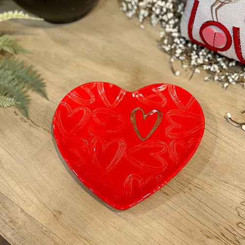 Embossed Red Heart Plate