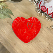 Embossed Red Heart Plate