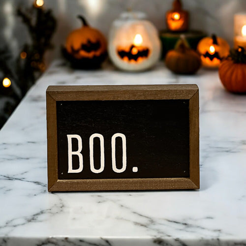 Boo Wooden Framed Sign