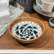 Rattan Edged Ceramic Bowl