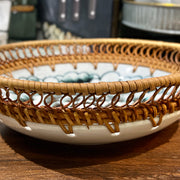 Rattan Edged Ceramic Bowl