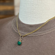 Green & Black Striped Stone Drop Necklace
