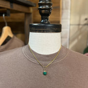Green & Black Striped Stone Drop Necklace