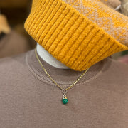 Green & Black Striped Stone Drop Necklace