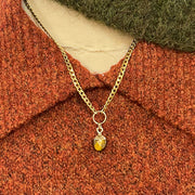 Tiger's Eye Drop Charm Necklace