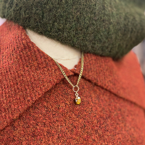 Tiger's Eye Drop Charm Necklace