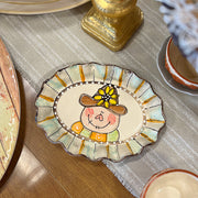 Scarecrow Pottery Oval Tray