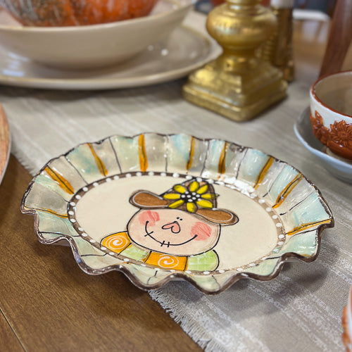 Scarecrow Pottery Oval Tray