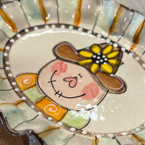 Scarecrow Pottery Oval Tray