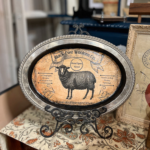Silver Tray with Sheep Photo