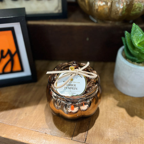 Small Amber Pumpkin Candle