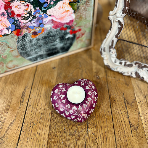 Soapstone Heart Tealight Holder