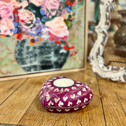 Soapstone Heart Tealight Holder