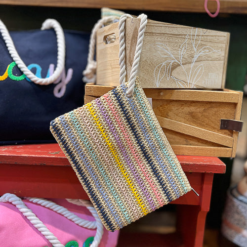 Striped Beach Wristlet