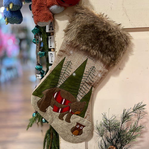 Embroidered Bear Stocking