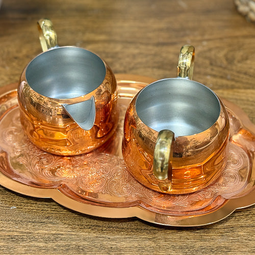 3 Piece Copper Cream & Sugar Set