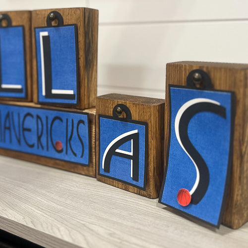 Dallas Block Letters Dallas Mavericks Block Tags | Lone Star Mercantile