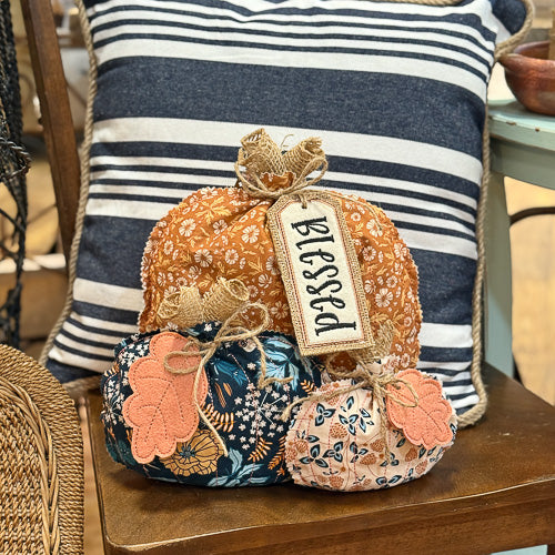 Navy Trio Pumpkin Shelf Sitter