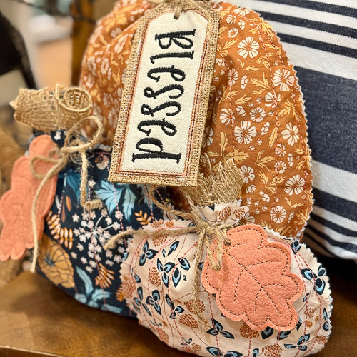 Navy Trio Pumpkin Shelf Sitter